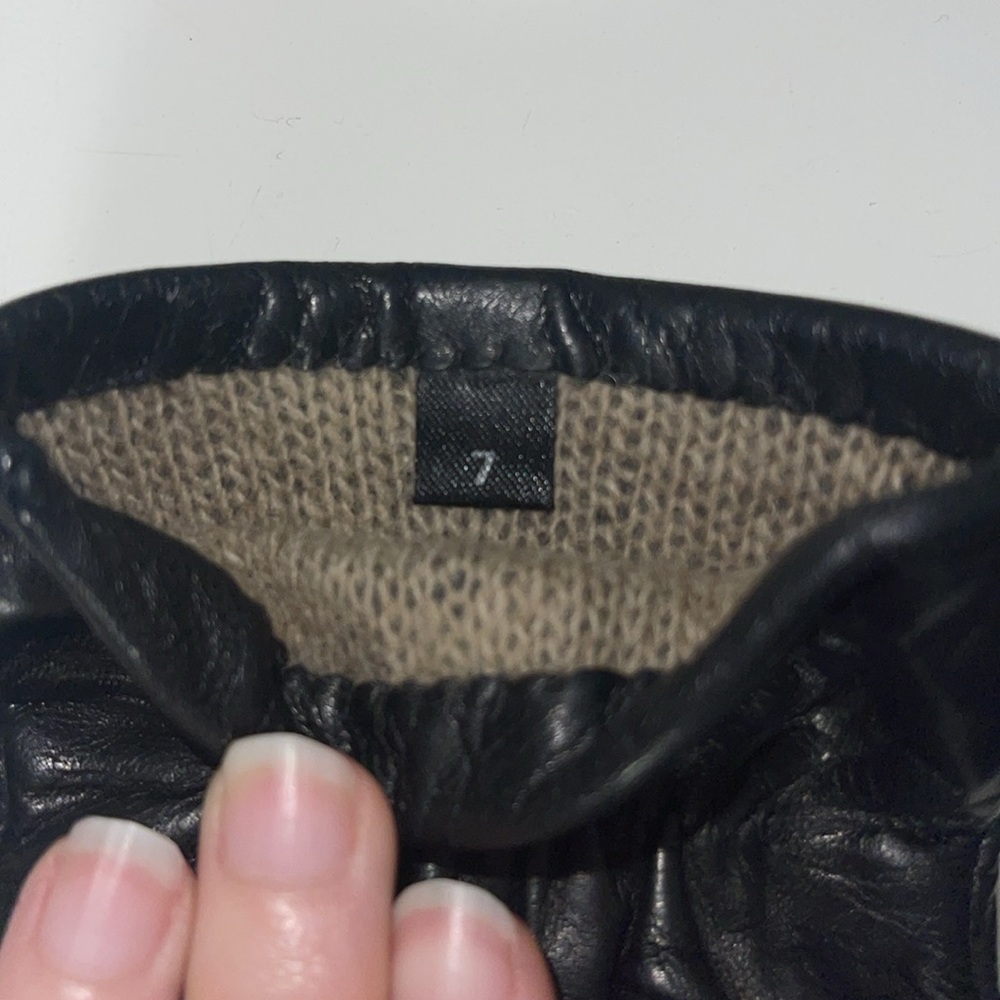 SOLD Portolano Vintage Leather Gloves Black Cashmere Wool Lining 7 - Picture 4 of 7